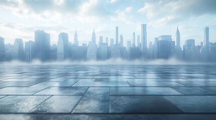 Manhattan, Dubai, Shanghai, and Hong Kong City Centers with Platforms, Roads, Parking Lots, and Brick Pavements for Car Advertisement Background