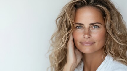 Naklejka premium Natural BeautyTimeless Elegance:Portrait of Confidence women.Concept of aging gracefully, skincare, beauty, natural beauty, anti-aging, self-care, wellness.