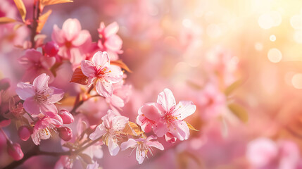 Pink cherry tree blossoms blooming in spring, Easter time, for a Mother�s Day background.