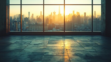 Fototapeta premium Manhattan, Dubai, Shanghai, and Hong Kong City Centers with Platforms, Roads, Parking Lots, and Brick Pavements for Car Advertisement Background