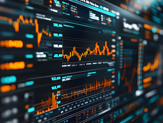 Obraz premium Blurred Trading Charts Background - Financial Data and Analytics Illustration