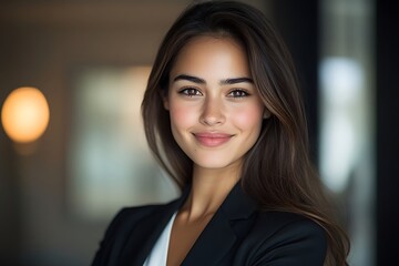 Fototapeta premium Confident Businesswoman with Casual Style and Warm Smile