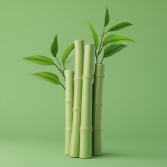 Obraz premium Minimalist Bamboo Arrangement on Green Background