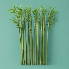 Obraz premium Serene Green Bamboo Stalks on Mint Background