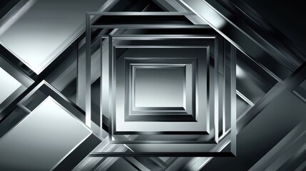 Obraz premium Abstract silver squares with depth and perspective.
