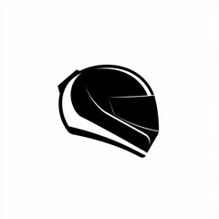 Fototapeta premium Modern Black Racing Helmet Logo on a Clean White Background for Motorsport Branding