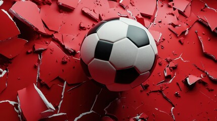Soccer Ball Red Crack.