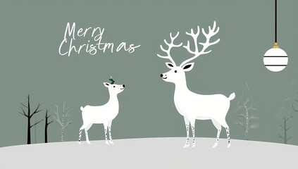 A minimal illustration of Rudolf wishing Merry Christmas, Merry Christmas card, seasons greetings
