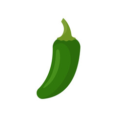 Green Jalapeno, isolated flat illustration in transparent background