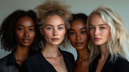 Obraz premium Four women with different hair colors and styles