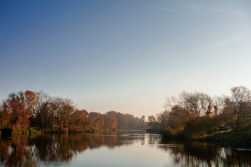 autumn landscape with lake
