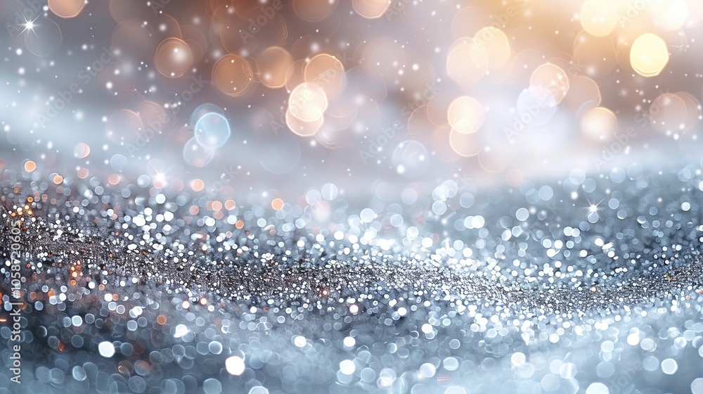 Poster a shimmering background of soft bokeh lights and sparkling glitter, evoking a festive atmosphere.