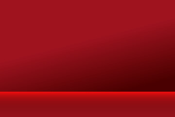 Obraz premium Abstract red background, empty 3d studio room background in red gradient color,Smooth blur background like in a room with spot lights shining on the floor or on the stage,Vector illustration