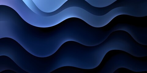 An abstract wave pattern featuring smooth, flowing lines in varying shades of blue and black, creating a calming and serene atmosphere.