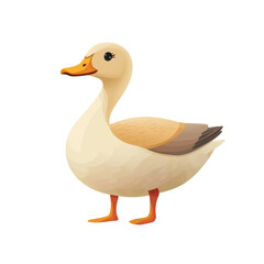 Fototapeta premium Adorable Baby Duckling: A charming illustration of a fluffy, light brown duckling, standing proudly. Perfect for children's books, websites, isolated on transparent background, cut out, png 
