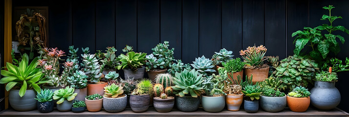 Photo of Succulent and Cactus Plants in Pots on a Shelf