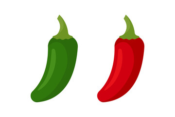 Set of Jalapeno, isolated flat illustration in transparent background