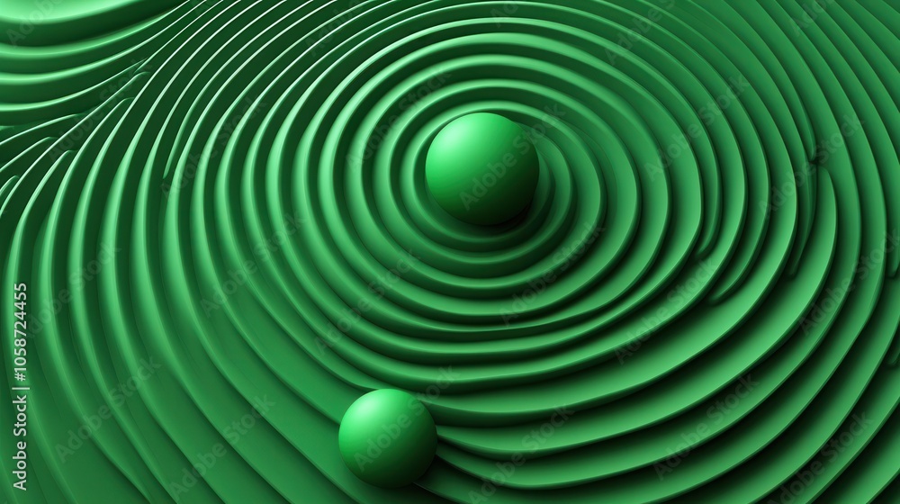 Poster elegant green background featuring concentric circle patterns and subtle shadows, ideal for creating