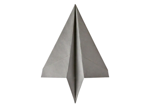 Paper airplane folded in origami style isolated on transparent or white background