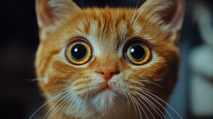 A cat with yellow eyes is staring at the camera