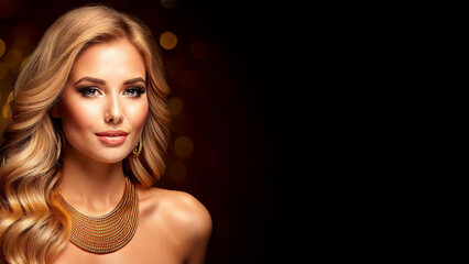 Magnifique Femme Blonde Mannequin Collier Or