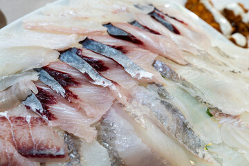 mullet sashimi on the dish