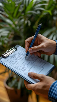 Photo of Filling Out Forms on Clipboard with Pen