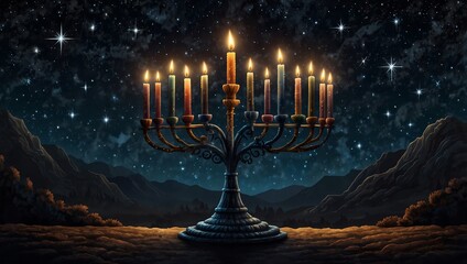 Candles of Hanukkah day