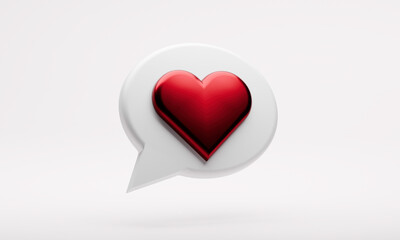 Minimalist Digital Romance: Chat Bubble with Heart