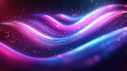 Fototapeta premium This striking abstract image features a wave of neon lights in pink, purple, and blue set against a dark backdrop, evoking energy and motion, perfect for futuristic designs and music promotions