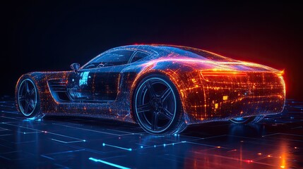 Naklejka premium An abstract cosmic-themed depiction of an intelligent car symbolizing advanced tech