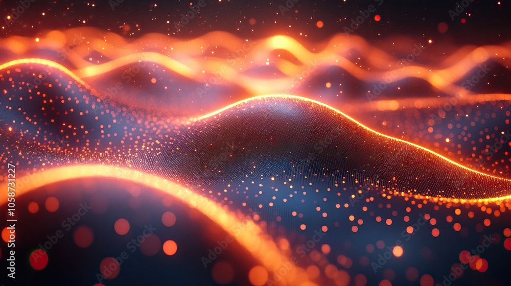 Poster an abstract digital background featuring glowing lines and data, creating tech-inspired feel
