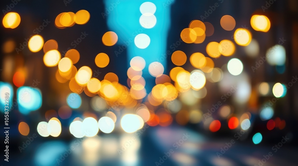 Poster bokeh effect created by traffic lights during nighttime suitable for use as a background blurred ima