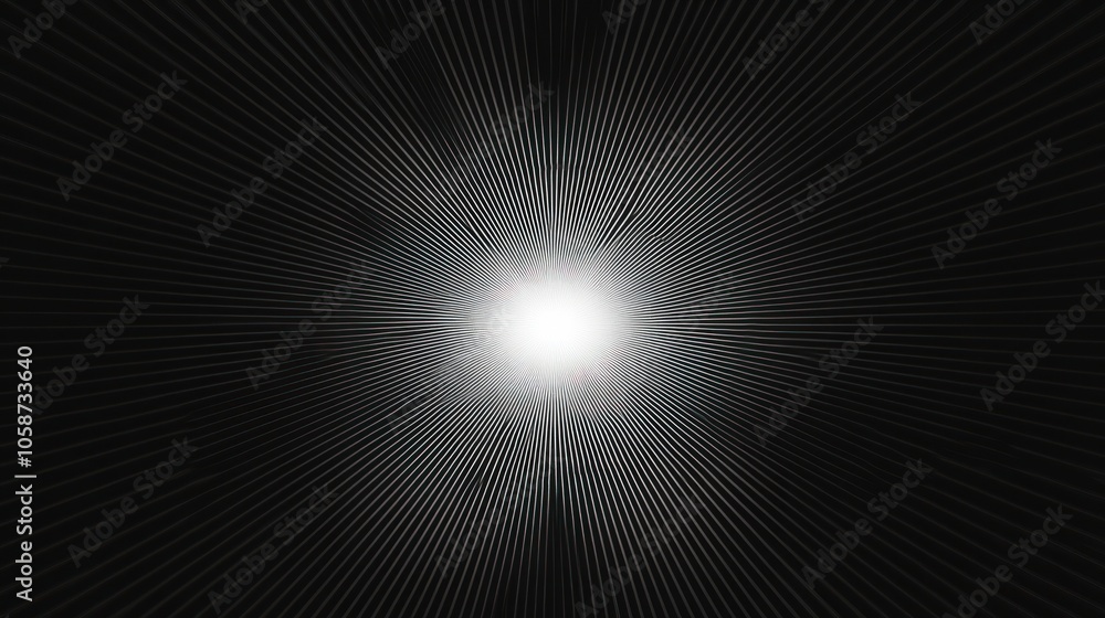 Canvas Prints abstract black and white image of a bright light at the end of a tunnel created by lines.