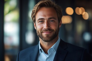 Fototapeta premium Confident Gentleman in Business Attire with Friendly Smile