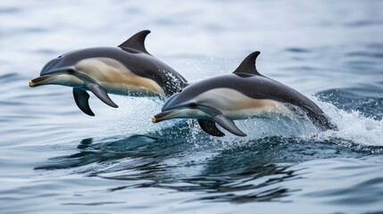 Charming dolphins swimming gracefully in the ocean