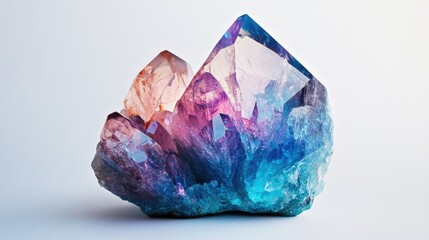Obraz premium A vibrant crystal featuring hues of blue purple and pink An enchanting stone Isolated depiction of glass mineral and stone