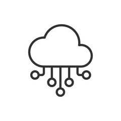 Cloud CRM icon in line design. Cloud, CRM, customer, relationship, management, software, data on white background vector. Cloud CRM editable stroke icon