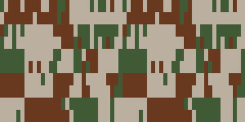 Camouflage Army Pattern Seamless Vector Background, Classic Khaki Texture, Forest Hunting Design. Military Camouflage Suit