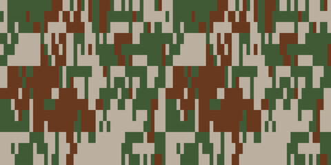 Camouflage Army Pattern Seamless Vector Background, Classic Khaki Texture, Forest Hunting Design. Military Camouflage Jacket