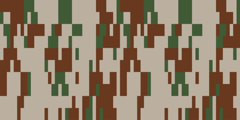 Camouflage Army Pattern Seamless Vector Background, Classic Khaki Texture, Forest Hunting Design. Military Camouflage Clothing