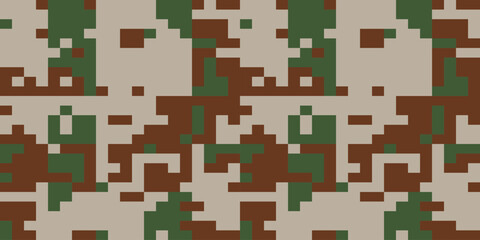 Camouflage Pattern Background Seamless Vector Illustration. Classic Clothing Style Masking Camo Repeat Print. Military Camouflage Uniform