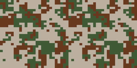 Camouflage Pattern Background Seamless Vector Illustration. Classic Clothing Style Masking Camo Repeat Print. Military Camouflage Codycross