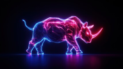 Obraz premium Holographic Animal in Abstract Neon: A Vibrant Fusion of Color and Imagination