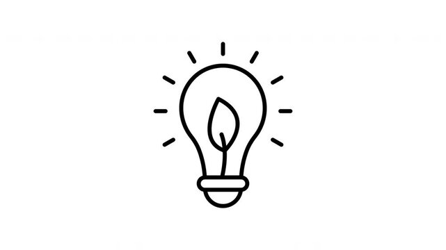 Energy saving lightbulb animated line icon. Black color line icon animation. 4K video with transparent background