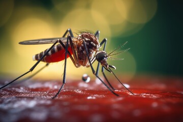 Close-Up of a Mosquito Feeding on Blood
