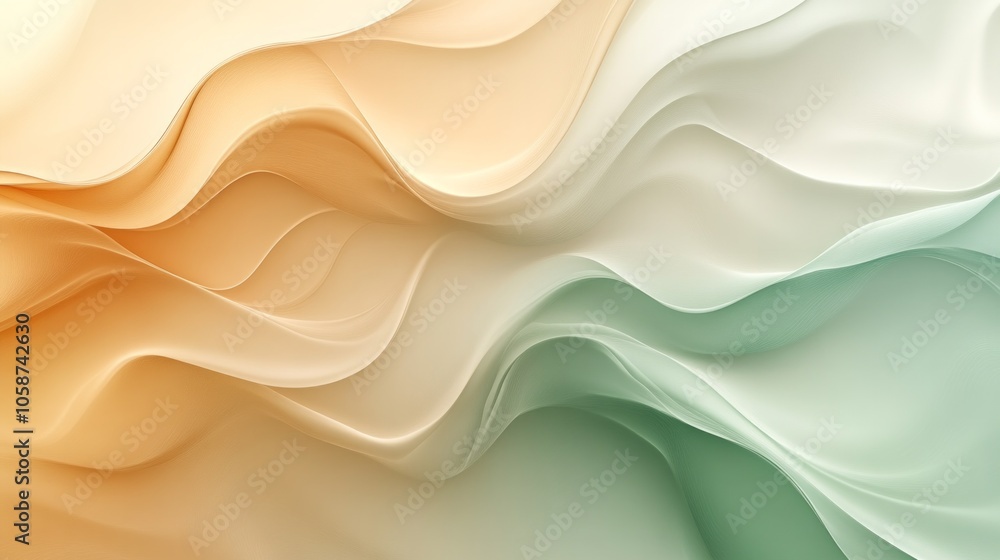 Poster A colorful wave pattern with a green stripe
