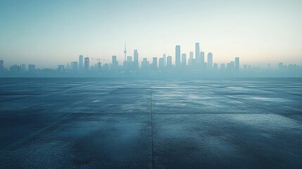 Manhattan, Dubai, Shanghai, and Hong Kong City Centers with Platforms, Roads, Parking Lots, and Brick Pavements for Car Advertisement Background