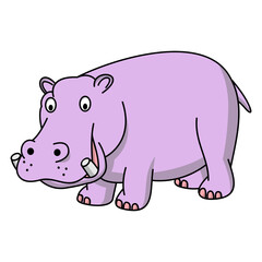 Ippopotamo rosa che ride. Disegno simpatico stile fumetto vettoriale editabile