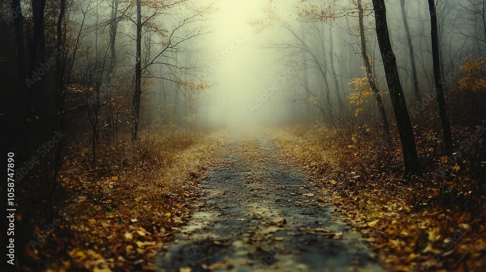 Poster a road with trees in the background